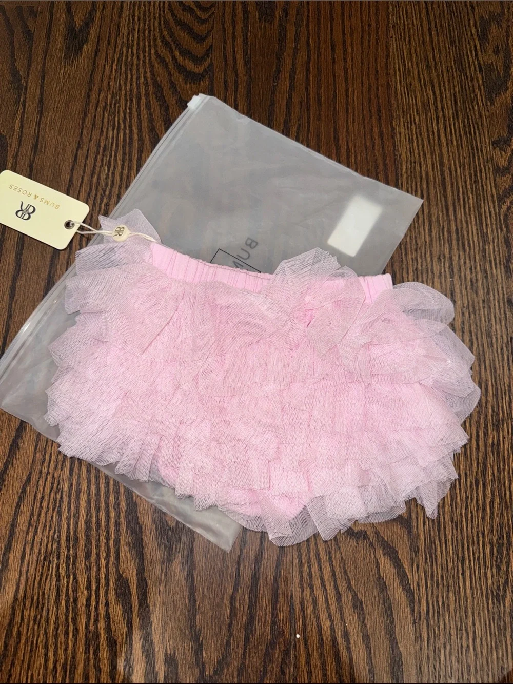 Bums & roses Pink Ruffle Tulle Bloomers - NWT- 6/12 m
